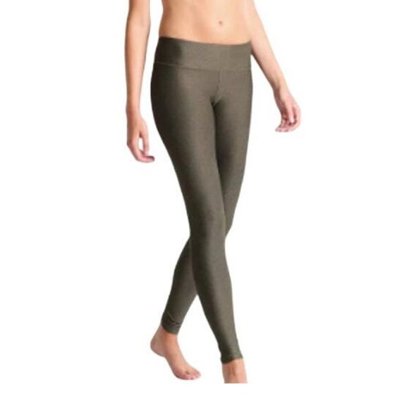 PRANA Misty Jacquard Ruched Yoga Cargo Green Ankle Length Leggings Sz Small - Picture 1 of 7